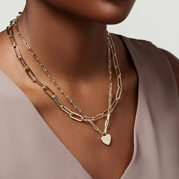 18K Stainless Steel Tarnish Free Heart Layered Necklace