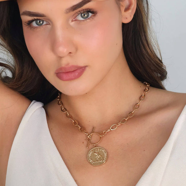 Large Toggle Gold Coin Necklace