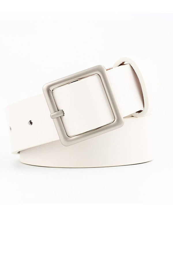 Basic Leatherette Trendy Square Buckle