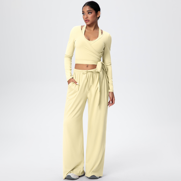 Women’S 3-Piece Set:Halterneck Top &Long Sleeves Top & Pants