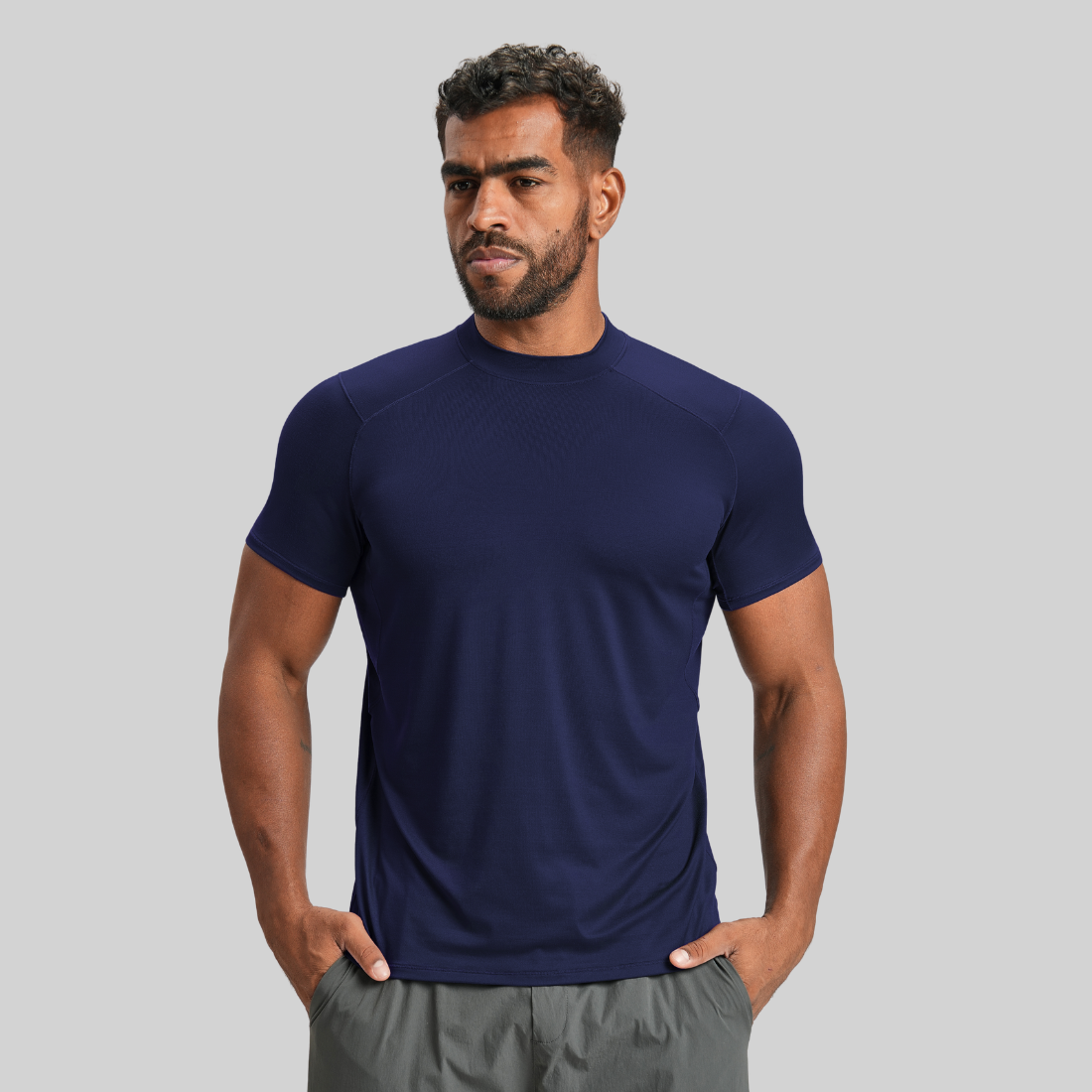 Men's Summer Nude Round-Neck Fitness Sports T-Shirt