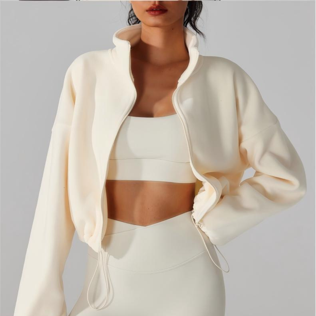 Women's Reversible Fleece Cropped Drawstring Jacket