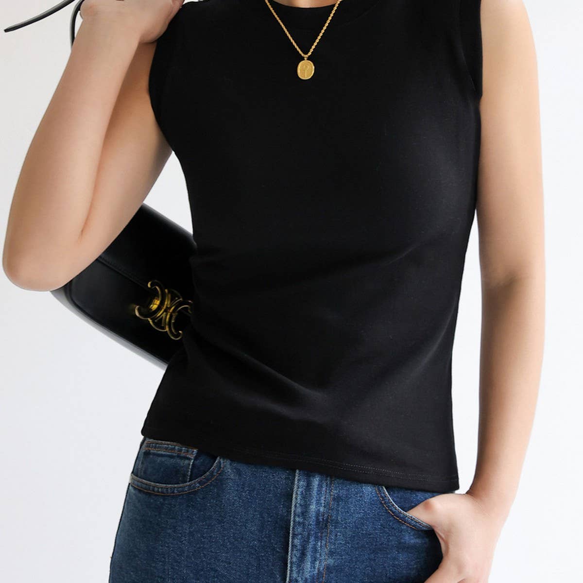 Pure Cotton Round Neck Basic Bottoming Tank Tops