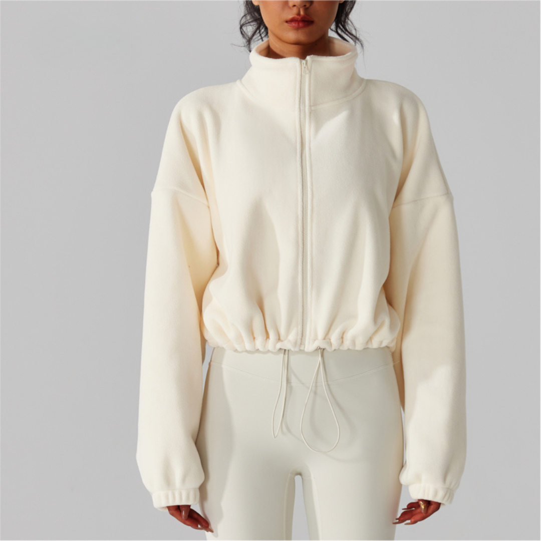 Women's Reversible Fleece Cropped Drawstring Jacket