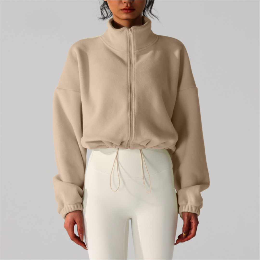 Women's Reversible Fleece Cropped Drawstring Jacket