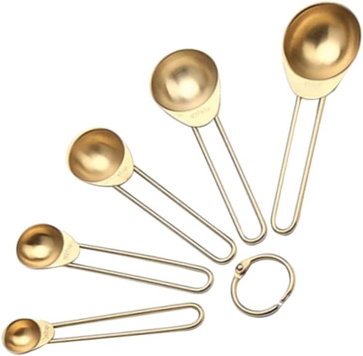 Gold Colored Stainless Steel Measuring Spoons – 5 Pcs Set