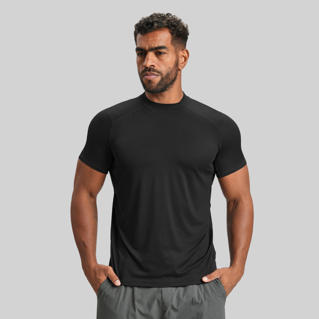Men's Summer Nude Round-Neck Fitness Sports T-Shirt