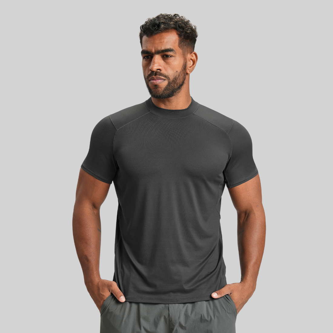 Men's Summer Nude Round-Neck Fitness Sports T-Shirt