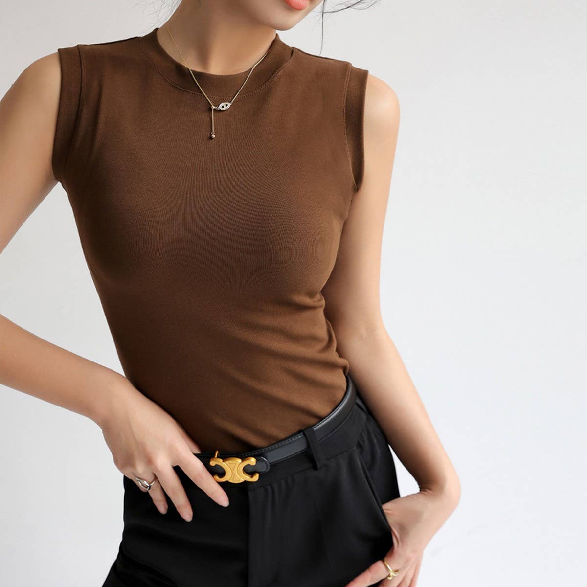 Pure Cotton Round Neck Basic Bottoming Tank Tops