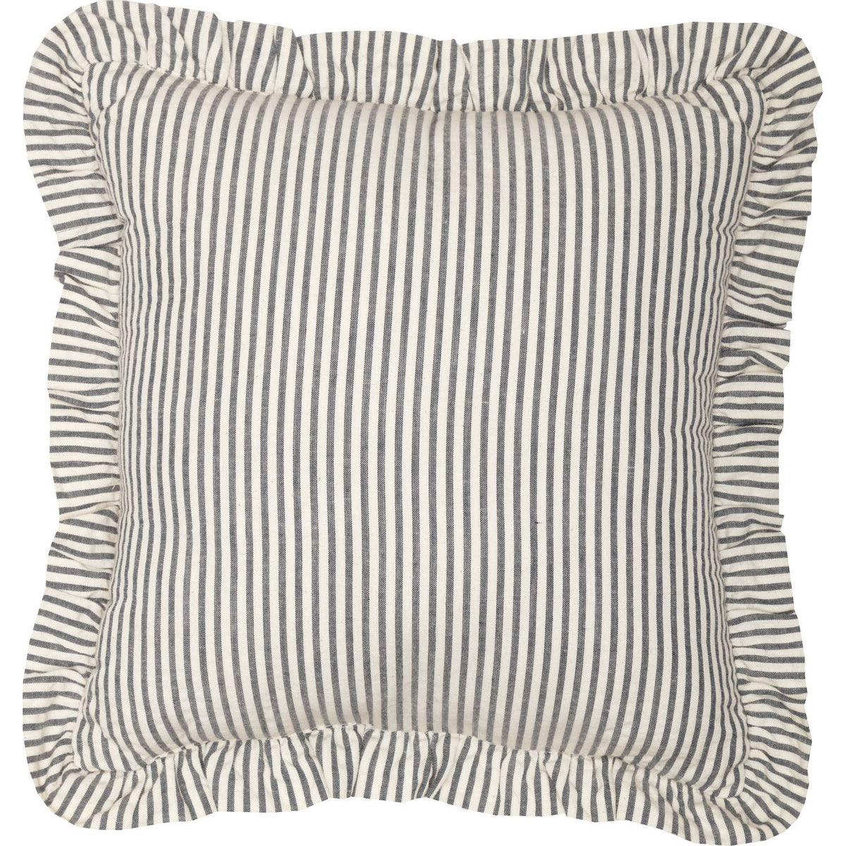 Farmhouse Ticking Stripe Pillow 12x12 – Blue Seersucker