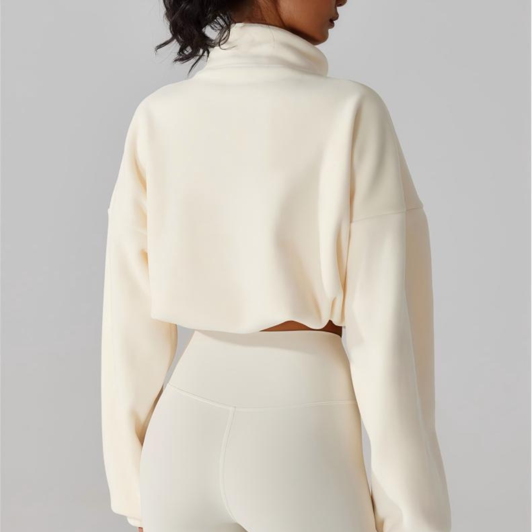 Women's Reversible Fleece Cropped Drawstring Jacket
