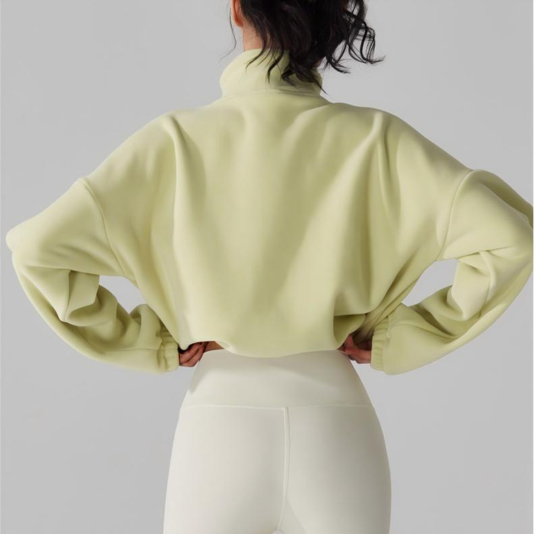Women's Reversible Fleece Cropped Drawstring Jacket