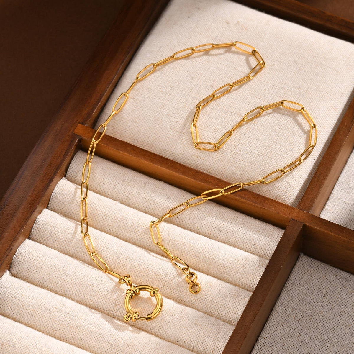 18K Stainless Steel Tarnish Free Circle Necklace