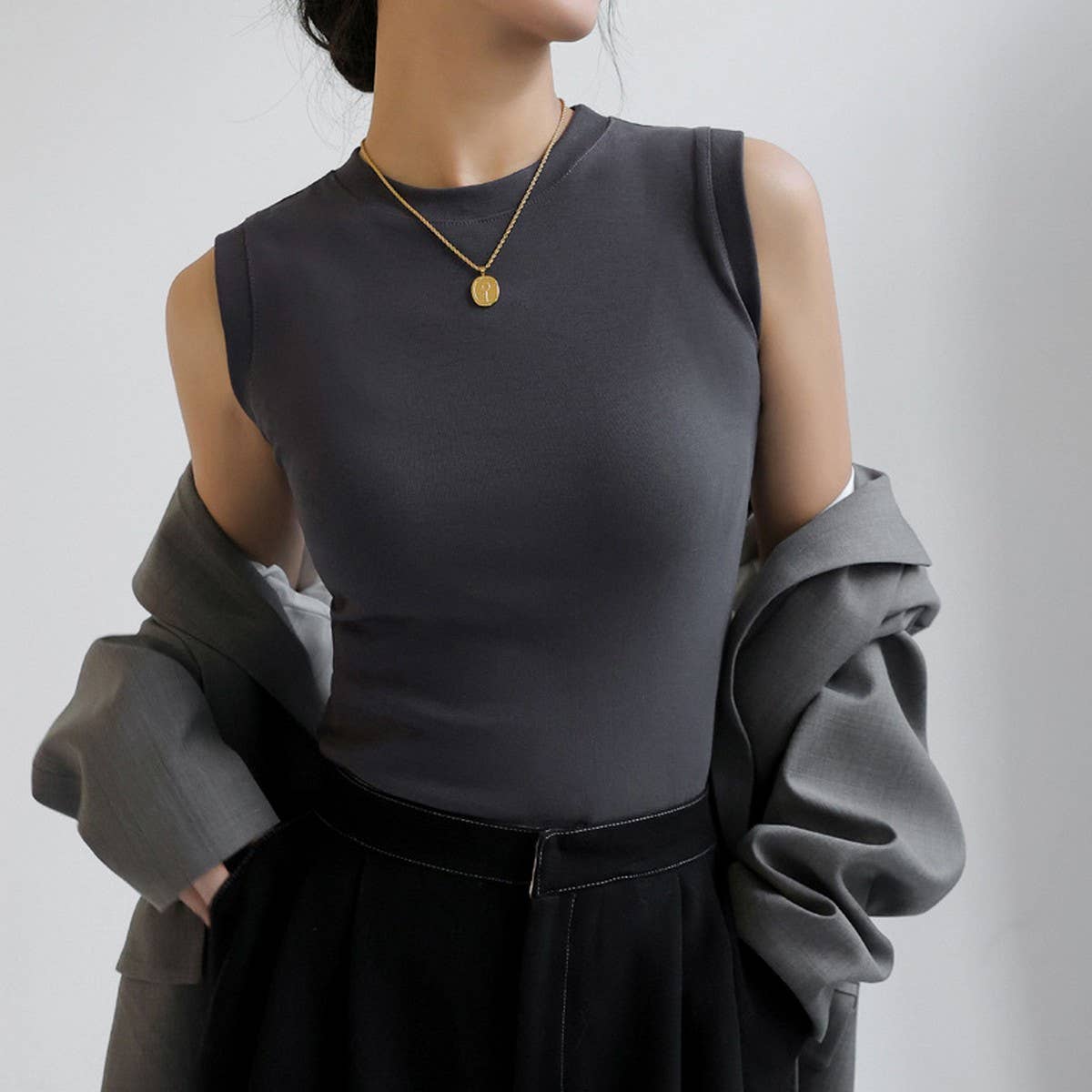 Pure Cotton Round Neck Basic Bottoming Tank Tops