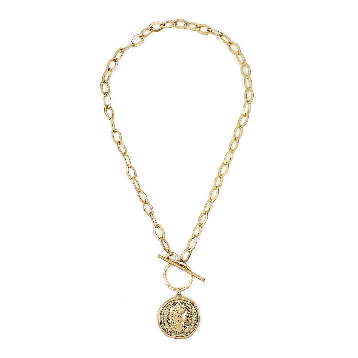 Large Toggle Gold Coin Necklace