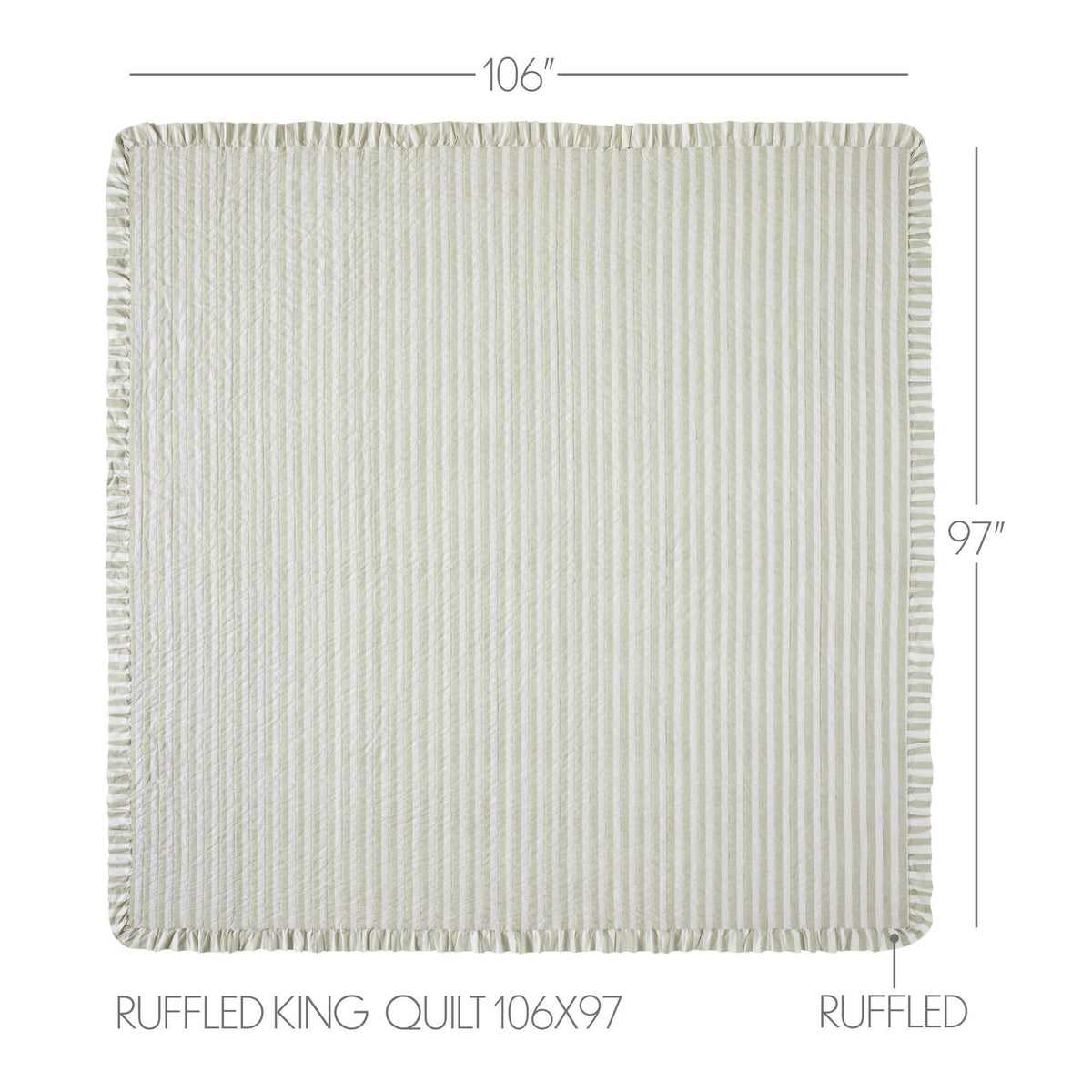 Ruffled Neutral Stripe Quilt – Cottage King