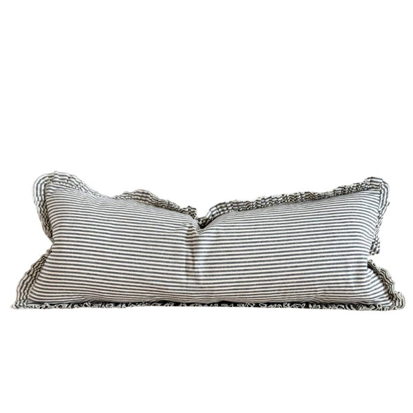 Darcy Cotton Cushion Cover 80x30 - Navy & Cream