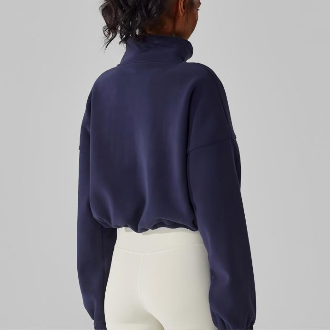 Women's Reversible Fleece Cropped Drawstring Jacket