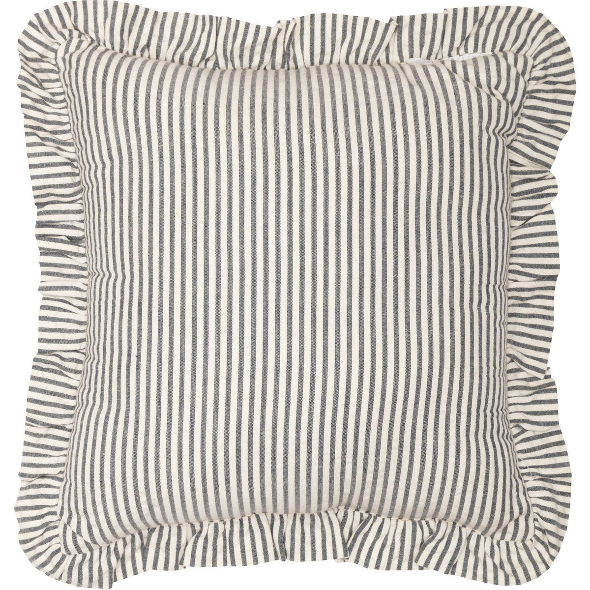 Farmhouse Ticking Stripe Pillow 12x12 – Blue Seersucker