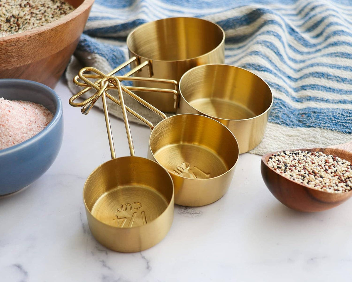 Gold Color Stainless Steel Measuring Cups,4pc Set For Baking