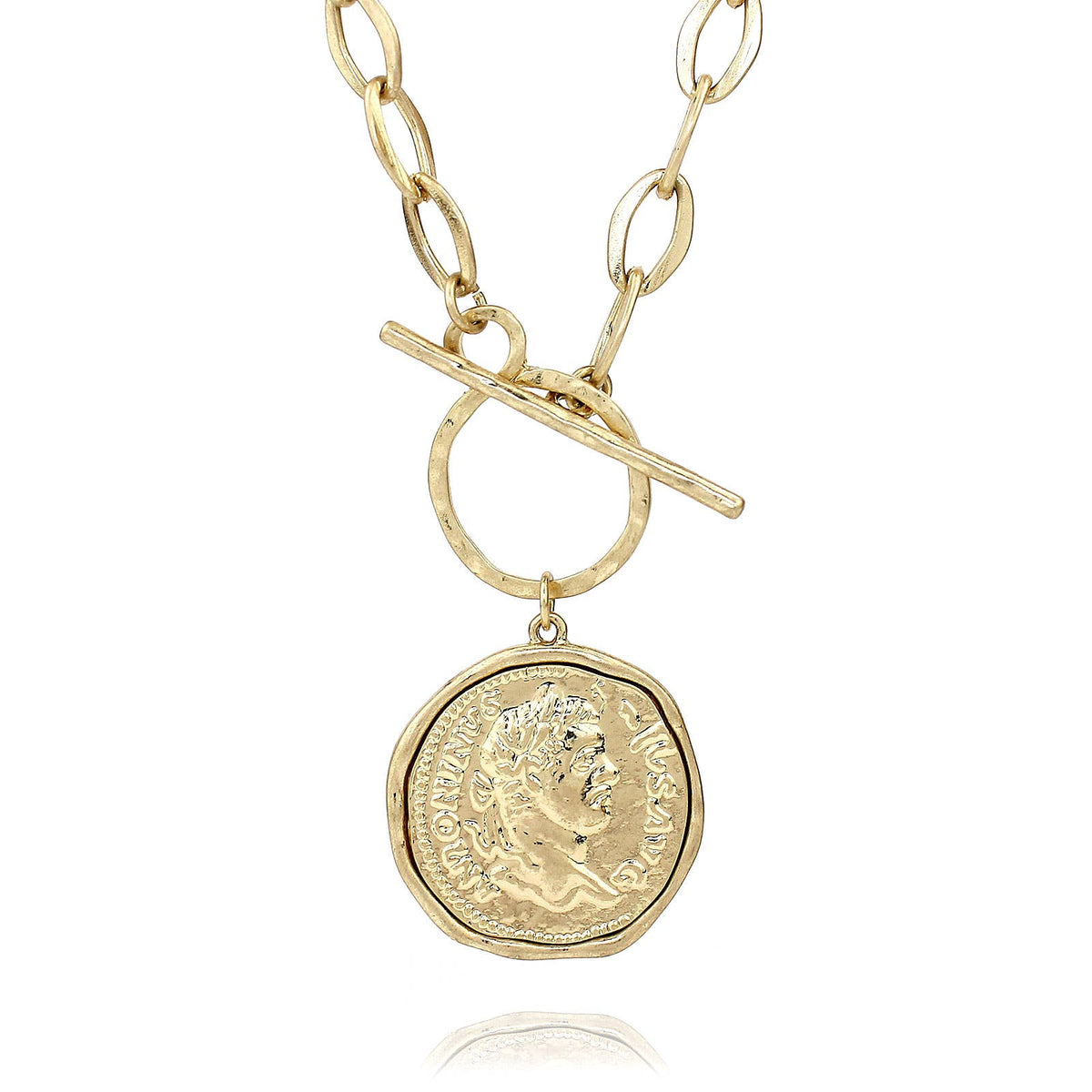 Large Toggle Gold Coin Necklace