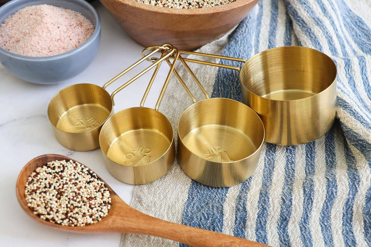 Gold Color Stainless Steel Measuring Cups,4pc Set For Baking