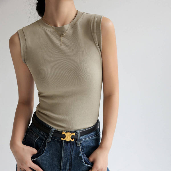 Pure Cotton Round Neck Basic Bottoming Tank Tops