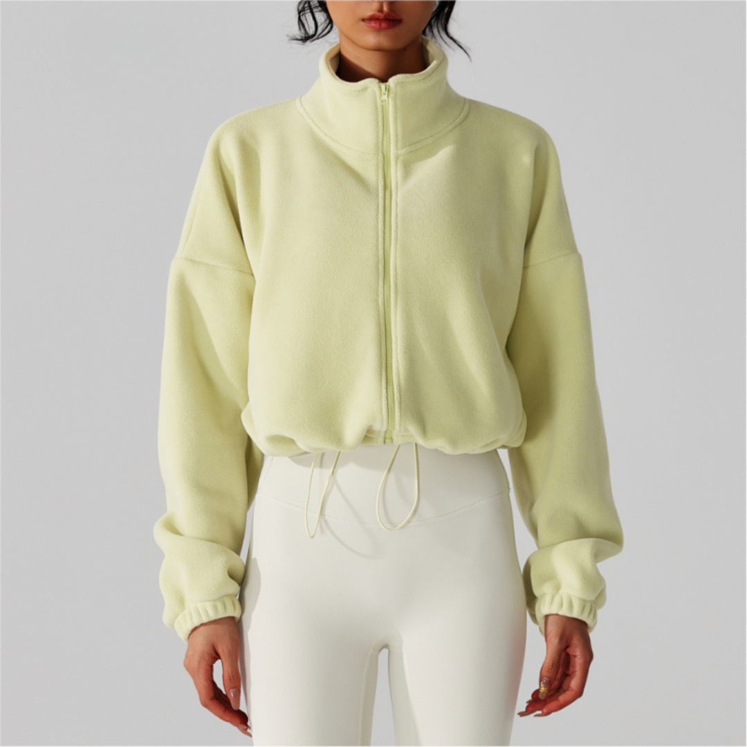 Women's Reversible Fleece Cropped Drawstring Jacket