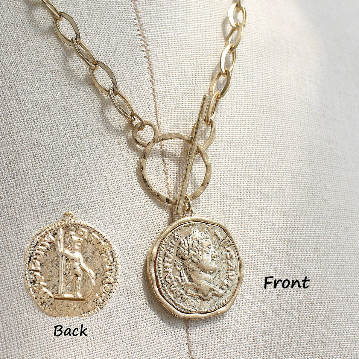 Large Toggle Gold Coin Necklace