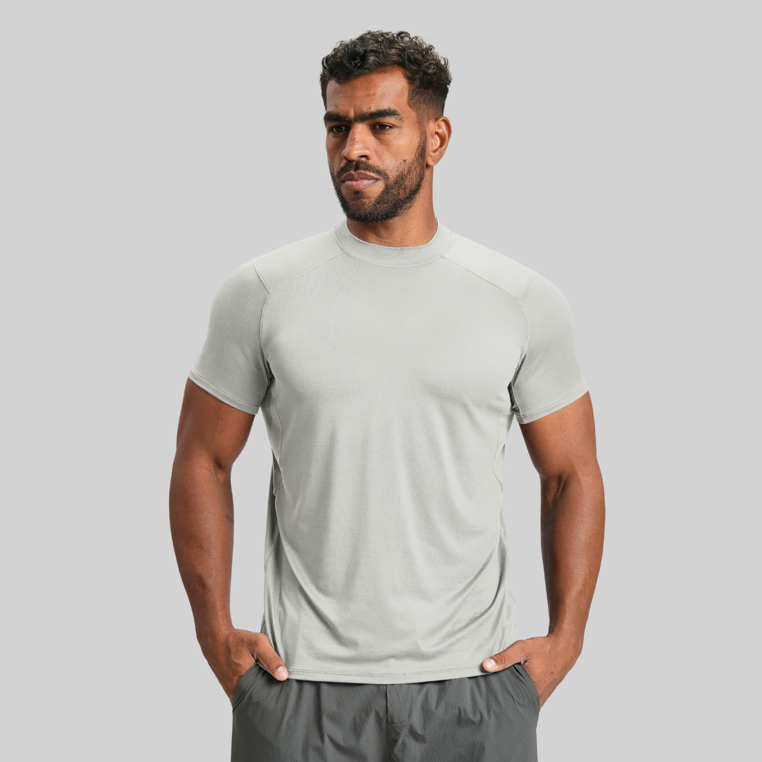 Men's Summer Nude Round-Neck Fitness Sports T-Shirt