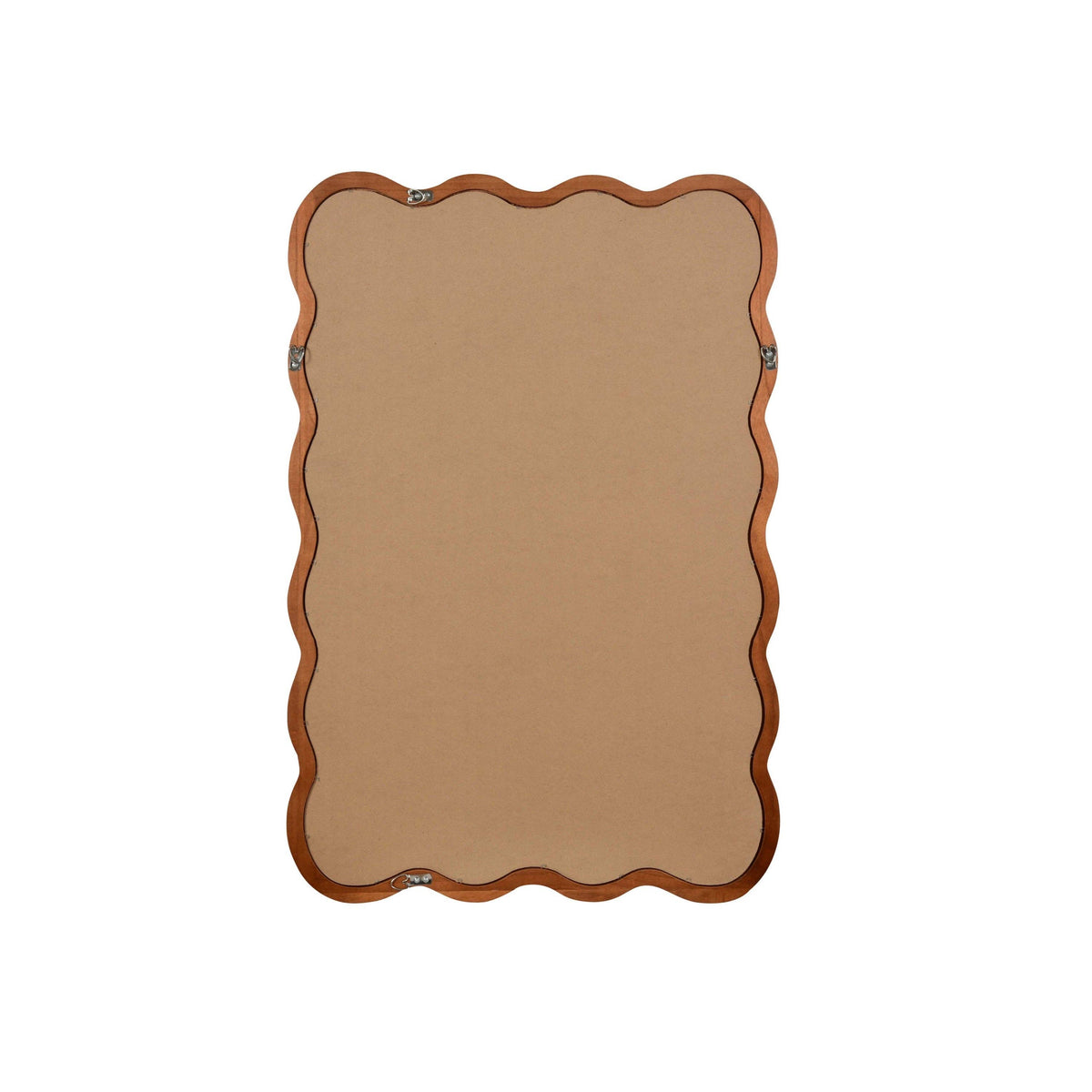Wavy Solid Wood Wall Mirror with Curved Rectangle Frame For Bathroom, Bedroom, or Entryway