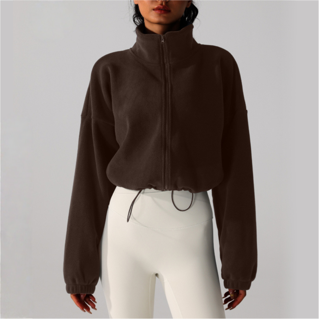 Women's Reversible Fleece Cropped Drawstring Jacket