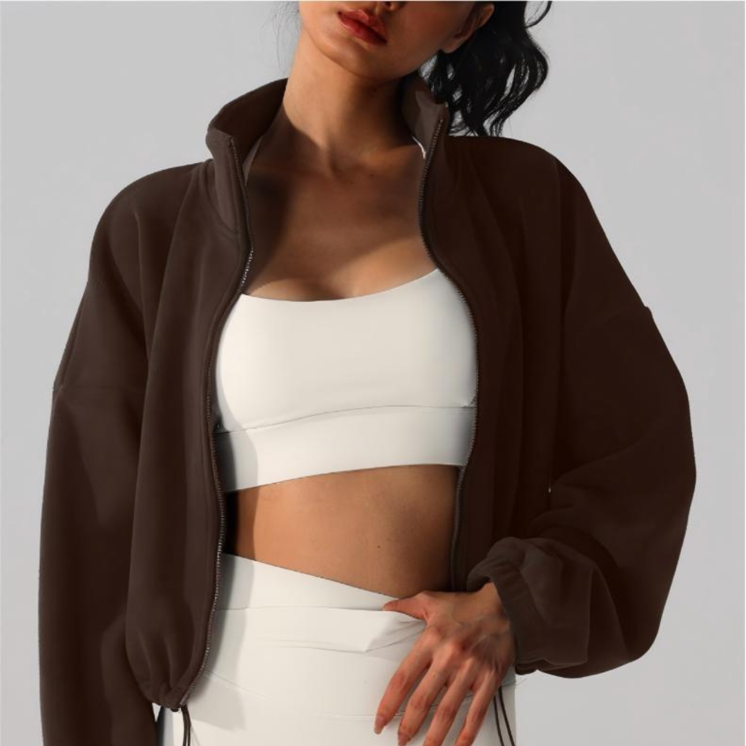 Women's Reversible Fleece Cropped Drawstring Jacket