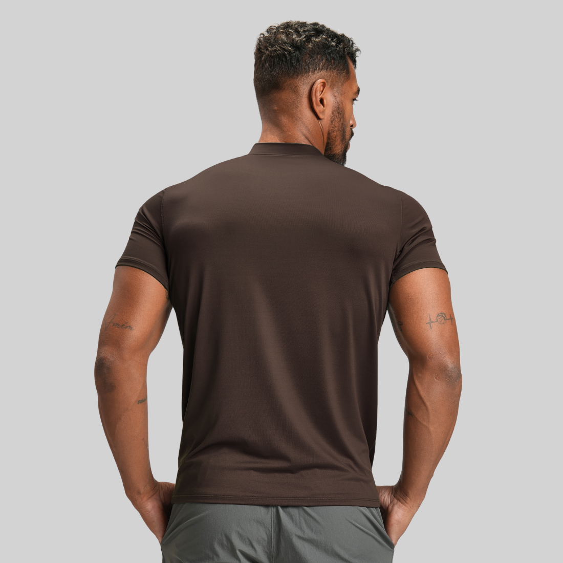 Men's Summer Nude Round-Neck Fitness Sports T-Shirt