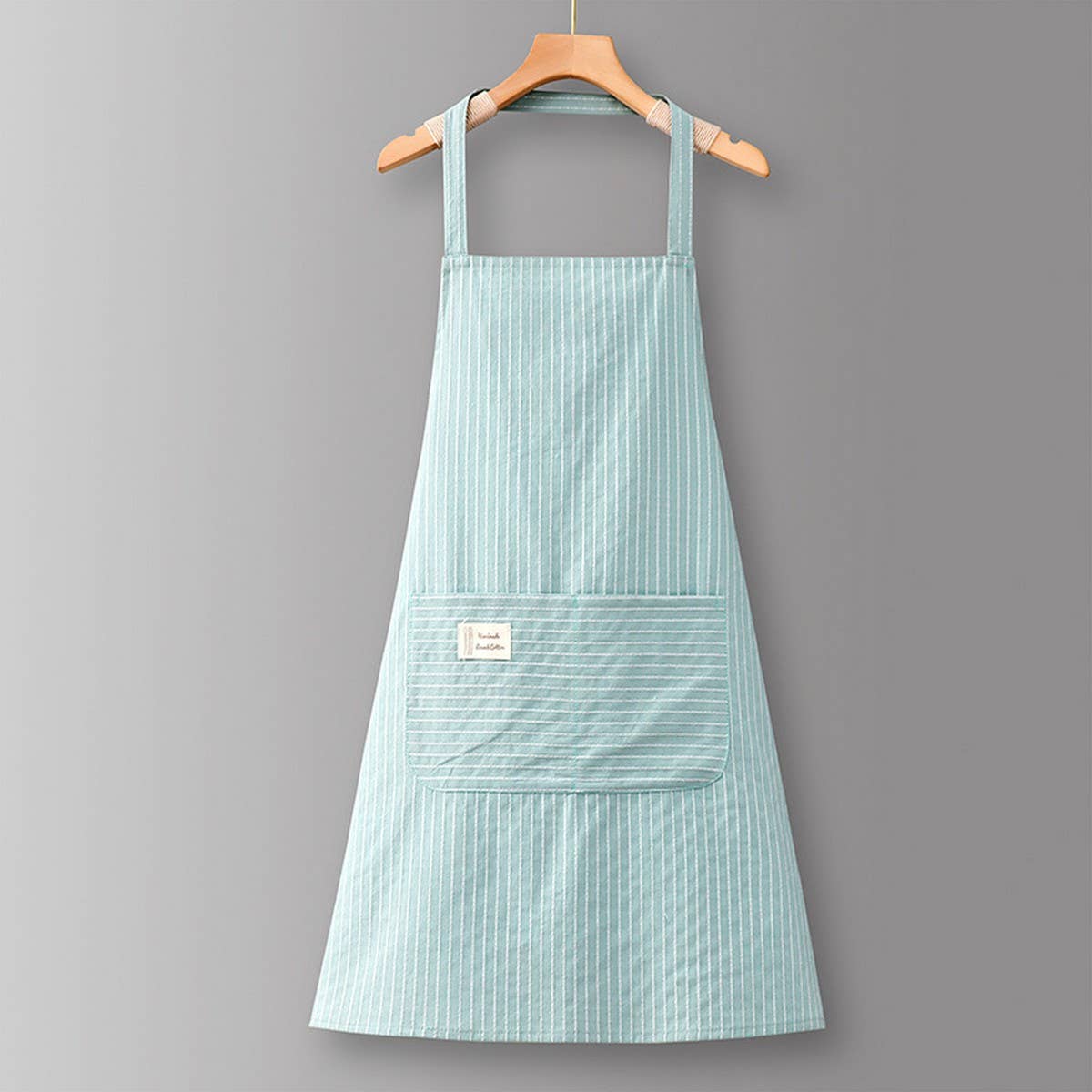 Cotton Striped Grid Kitchen Apron with Pocket