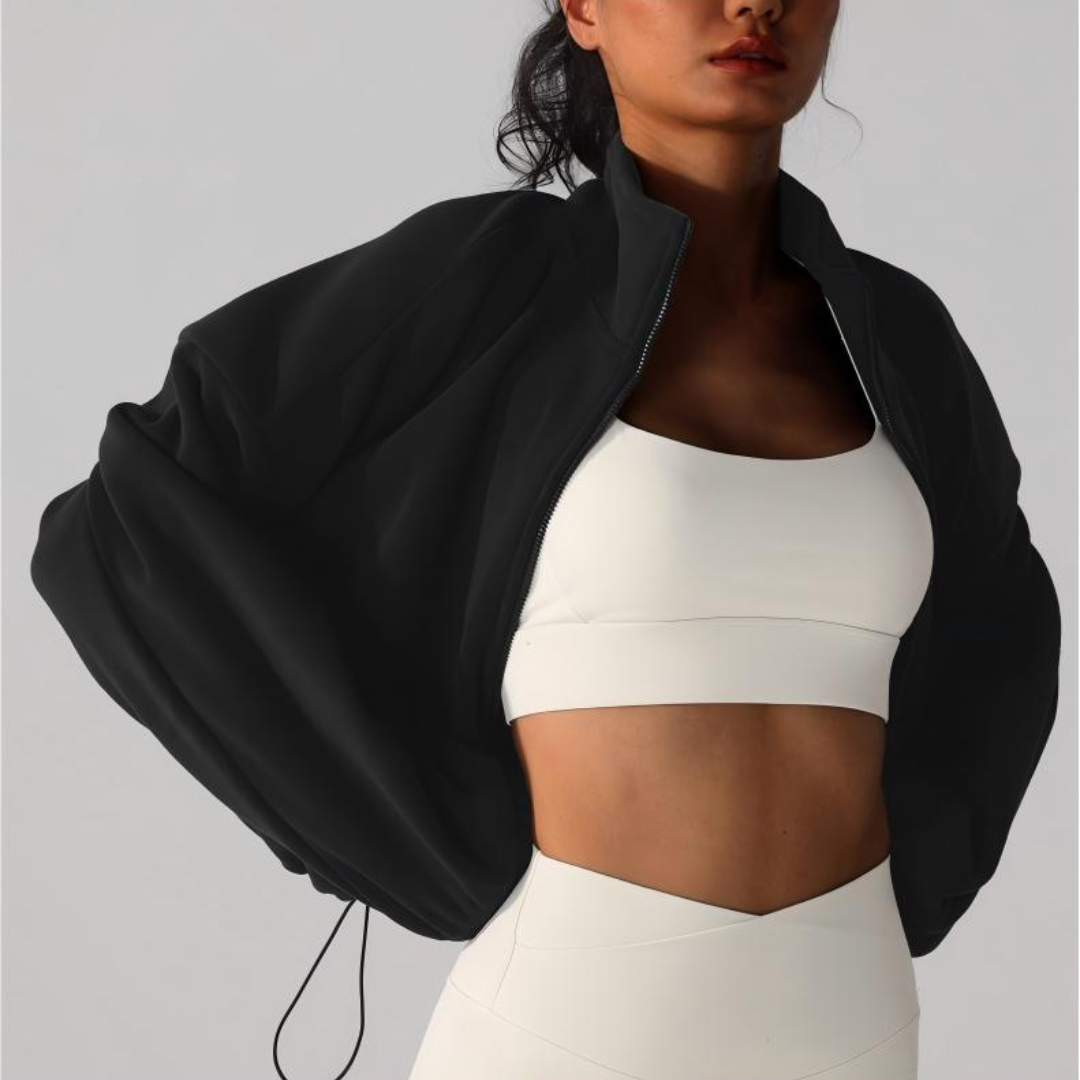 Women's Reversible Fleece Cropped Drawstring Jacket