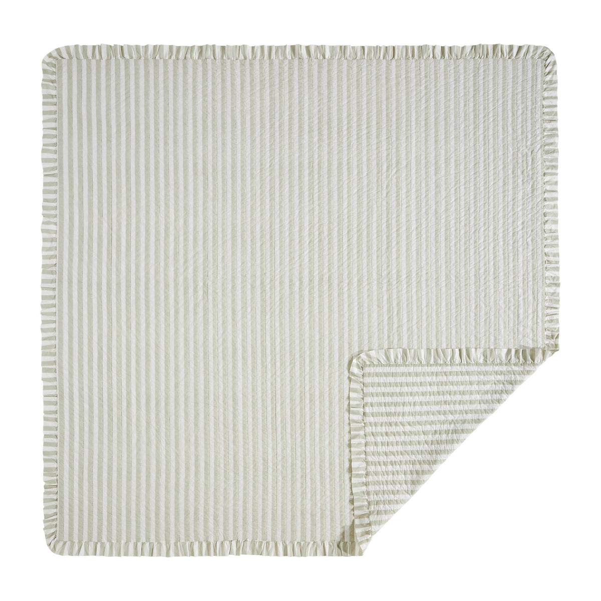 Ruffled Neutral Stripe Quilt – Cottage King