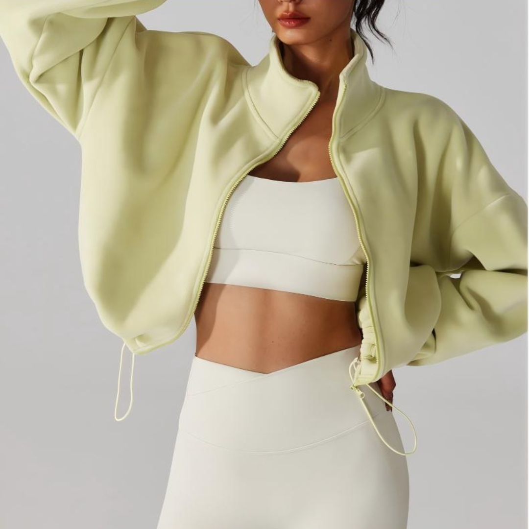 Women's Reversible Fleece Cropped Drawstring Jacket